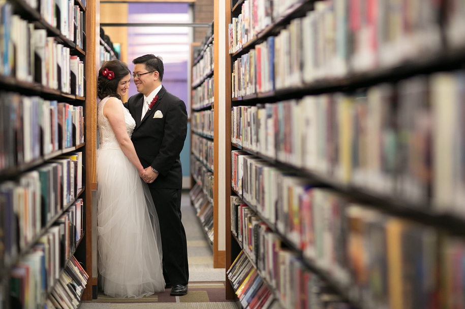 Chicago Wedding Photographer_ library wedding photo