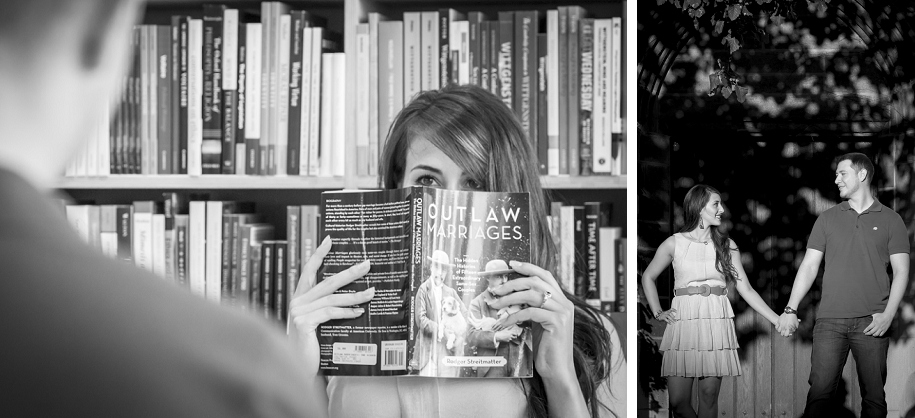 Bookstore engagement photos