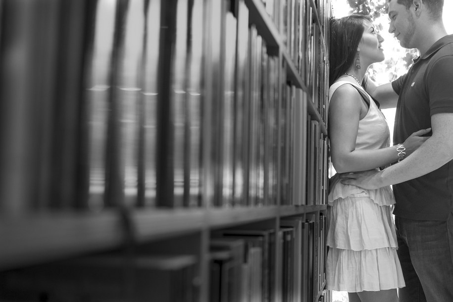 Bookstore engagement photos