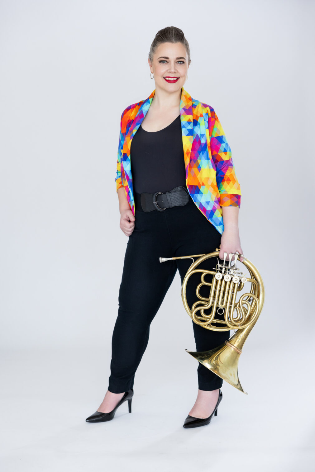 French horn musician headshot by Ann & Kam Photography, Chicago suburbs