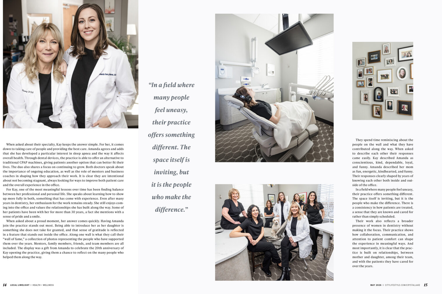 Magazine featuring images of Kay and Amanda Henry DDS with photos by Ann & Kam Photography 